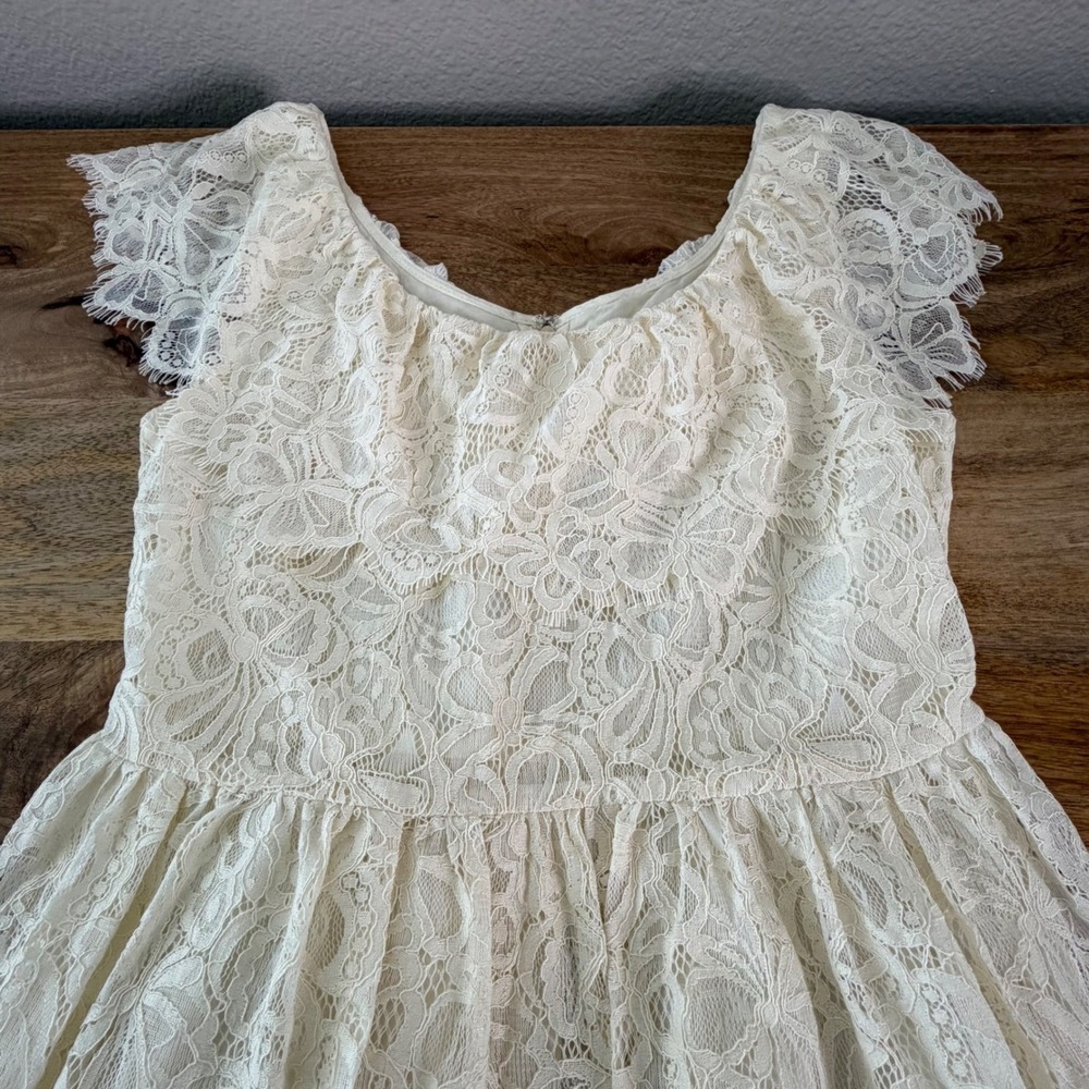 Valentino Ivory Floral Lace Tiered Mini Dress US 4 Coquette Romantic Luxury - Picture 4 of 15